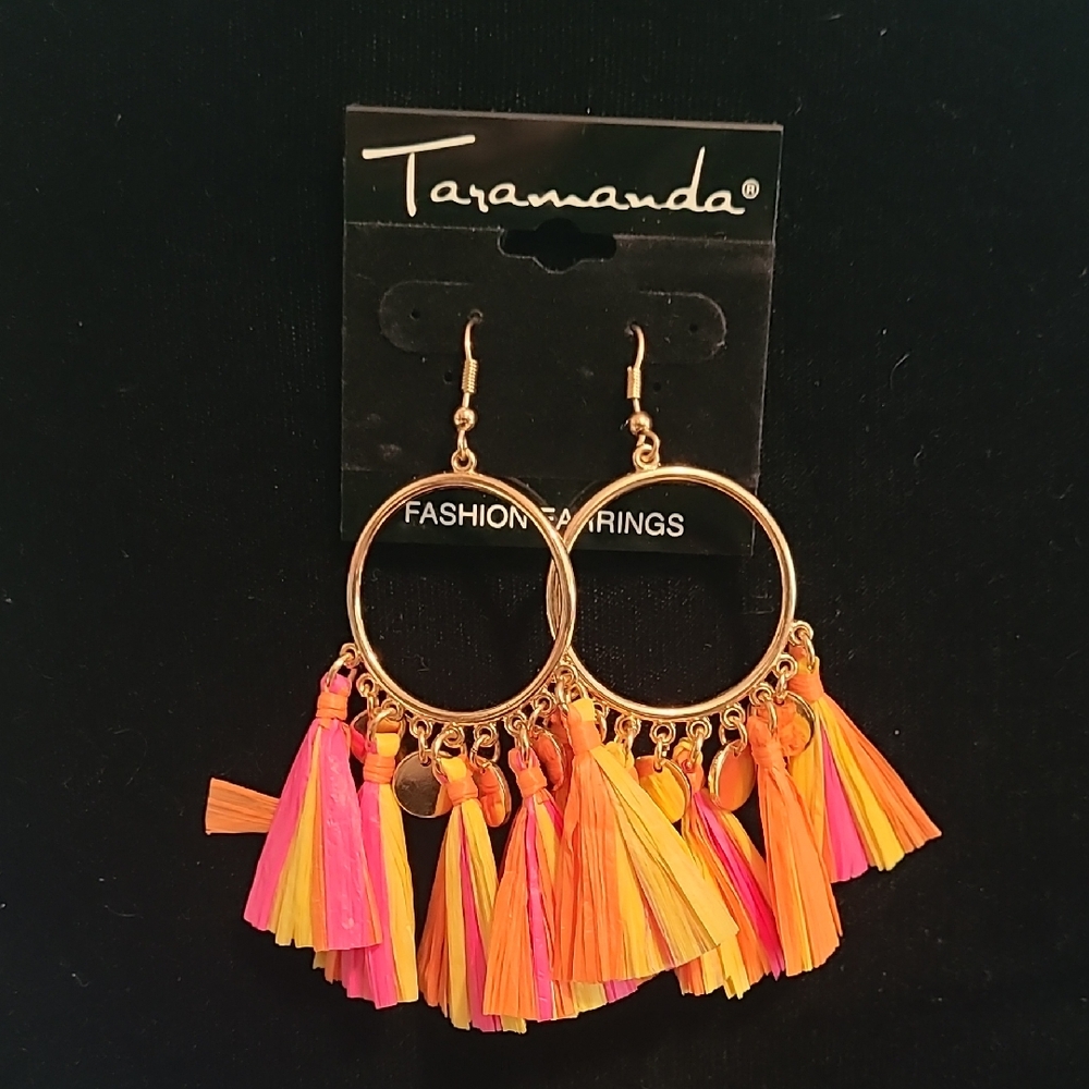 Gold and Multicolor Tassel Earrings